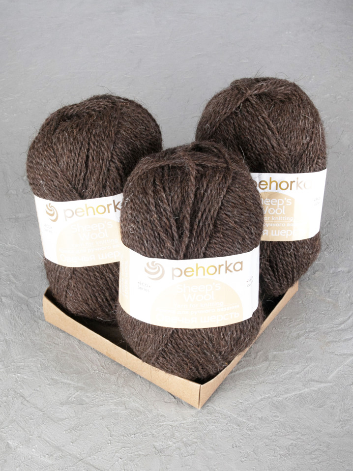 Пряжа Пехорка «Овечья шерсть» - (251 - Коричневый)