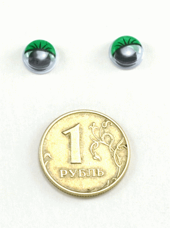 Глаза круглые с ресничками d 8 мм (MER-8 - зеленые)