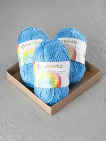 Пряжа Пехорка «Детский хлопок» - (15 - Темно-голубой)