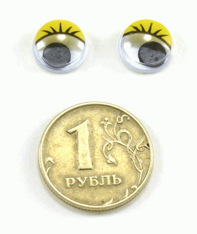 Глаза круглые с ресничками d 10 мм (MER-10 - желтые)