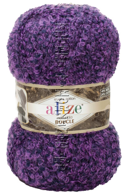 Пряжа Naturale Boucle Alize - (6024 - Фиолетово - черный)