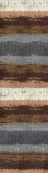 Пряжа LANAGOLD BATIK Alize - (3341 - Коричневый, белый, серый)