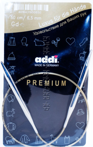 Спицы ADDI круговые супергладкие №6,5  50 см  Размер: 6,5 ммДлина с учетом спиц: 50 смСпицы ADDI - это спицы Премиум-класса!Произведено в Германии.Индивидуальная упаковка.