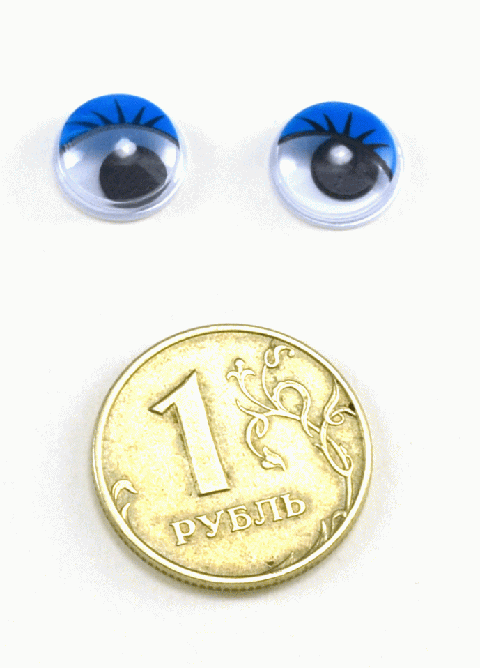Глаза круглые с ресничками d 10 мм (MER-10 - синие)
