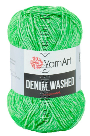 Пряжа YarnArt Denim Washed - (909 - Трава, белый)