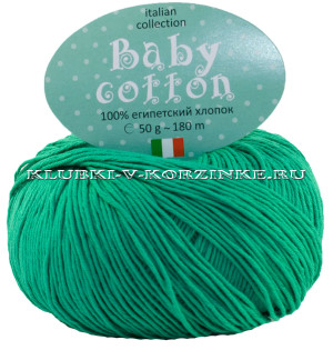 Пряжа Baby Cotton - (53 - Ярко-зеленый) 50 г / 180 м100% египетский хлопок 