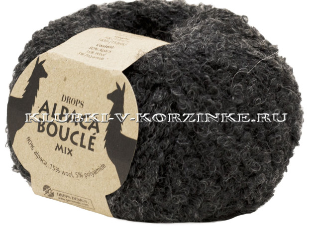 Пряжа Alpaca Boucle DROPS - (0506 - Тёмно - серый)