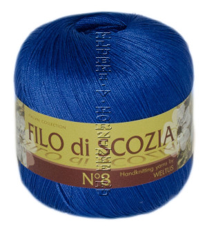 Пряжа Filo di Scozia №8 - (63 - Синий) 50 г / 340 м100% мерсеризованный хлопок