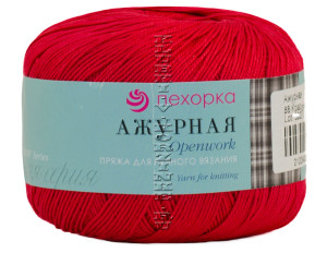 Пряжа Пехорка «Ажурная» - (88 - Красный мак) 50 г / 280 м100% мерсеризованный хлопок