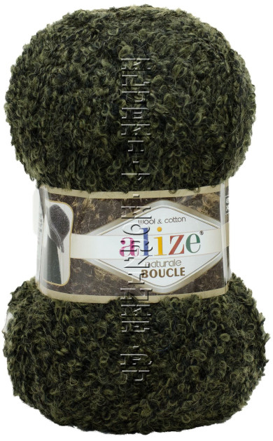 Пряжа Naturale Boucle Alize - (6055 - Хаки, черный)