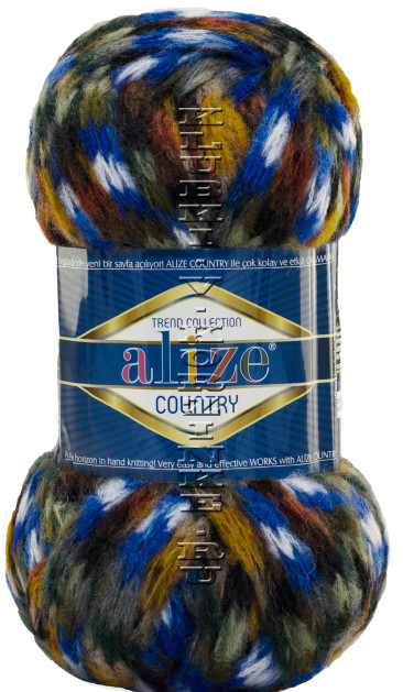 Пряжа Country New Alize - (5673 - Синий, белый, зеленый, желтый)