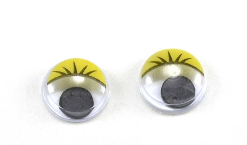 Глаза круглые с ресничками d 12 мм (MER-12 - желтые)