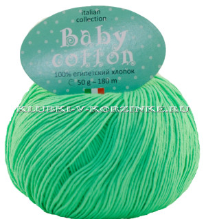 Пряжа Baby Cotton - (991 - Светло-салатовый) 50 г / 180 м100% египетский хлопок 