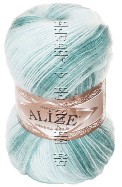 Пряжа ANGORA GOLD BATIK Alize - (6964 - Бирюза, изумруд, белый)
