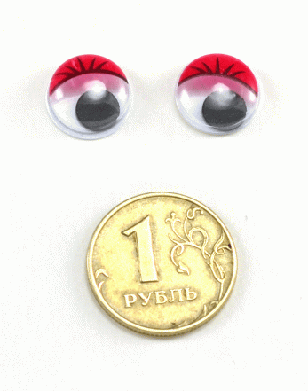 Глаза круглые с ресничками d 12 мм (MER-12 - красные)