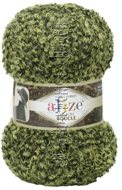 Пряжа Naturale Boucle Alize - (6044 - Олива, чёрный)