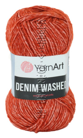 Пряжа YarnArt Denim Washed - (915 - Терракот, белый)