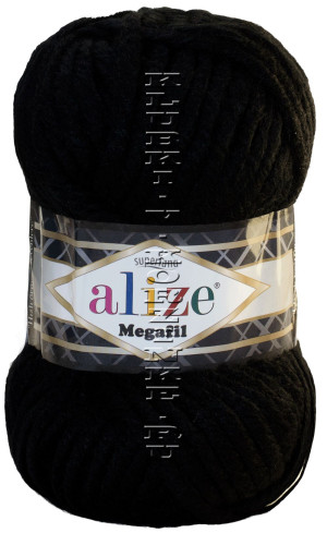 Пряжа Superlana Megafil Alize - (60 - Чёрный) 100 г / 55 м25% шерсть, 75% акрил 