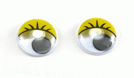 Глаза круглые с ресничками d 15 мм (MER-15 - желтые)