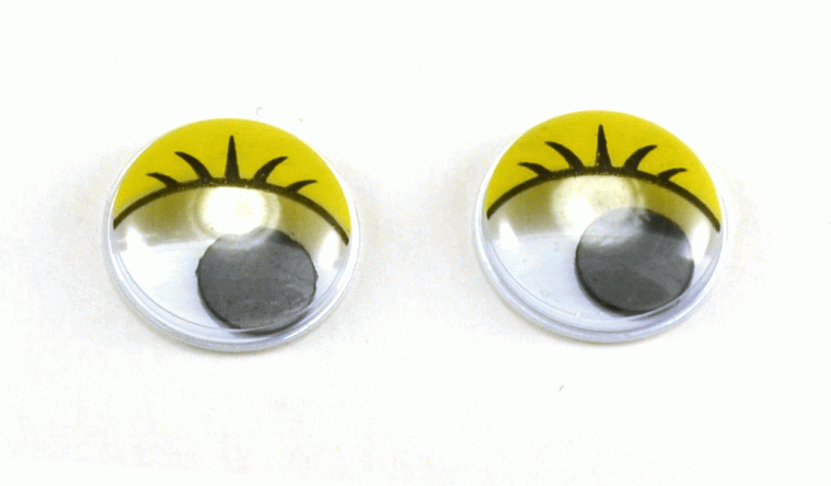 Глаза круглые с ресничками d 15 мм (MER-15 - желтые)
