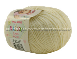 Пряжа BABY WOOL Alize - (01 - Кремовый) 50 г / 175 м40% шерсть, 20% бамбук, 40% акрил 