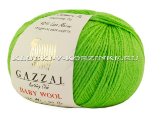 Пряжа GAZZAL (Газзал) &quot;BABY WOOL&quot; - (821 - Салатовый) 50 г / 175 м40% мериносовая шерсть, 40% полиакрил, 20% кашемир