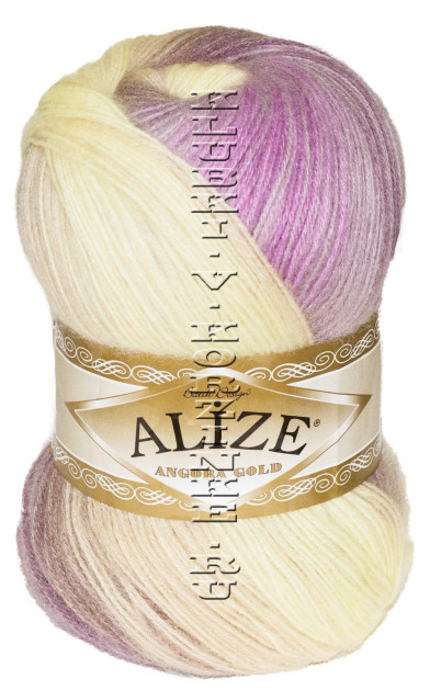 Пряжа ANGORA GOLD BATIK Alize - (6954 - Сиреневый, беж, пыльная роза)