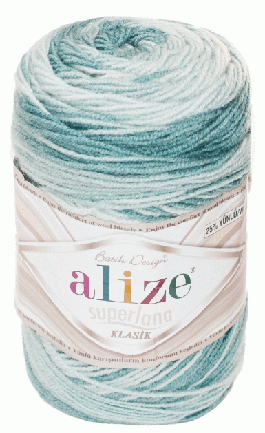Пряжа Superlana Klasik Batik Alize - (6964 - Т.лазурь, белый)