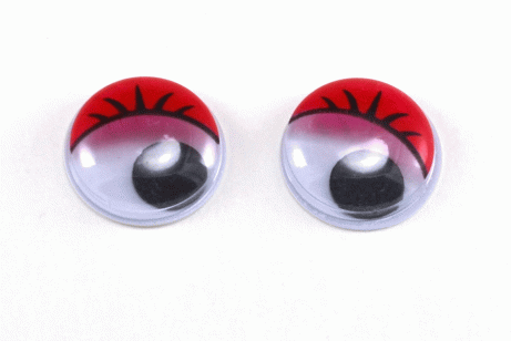 Глаза круглые с ресничками d 15 мм (MER-15 - красные)