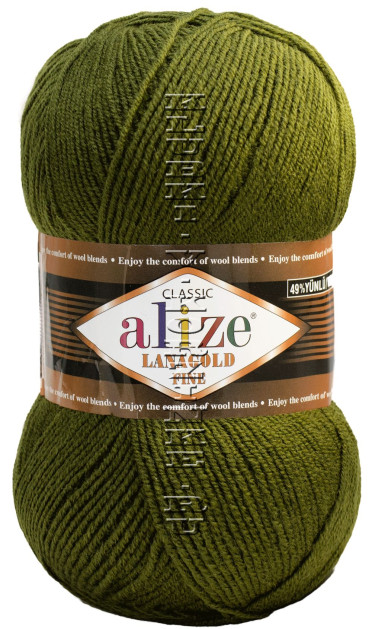 Пряжа Lanagold Fine Alize - (214 - Оливковый зелёный)