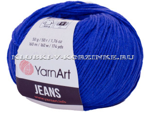 Пряжа YarnArt &quot;JEANS&quot; - (47 - Синий) 50 гр. / 160 м55% хлопок, 45% акрил
 