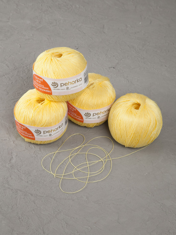 Пряжа Пехорка «Цветное кружево» - (53 - Светло-жёлтый)