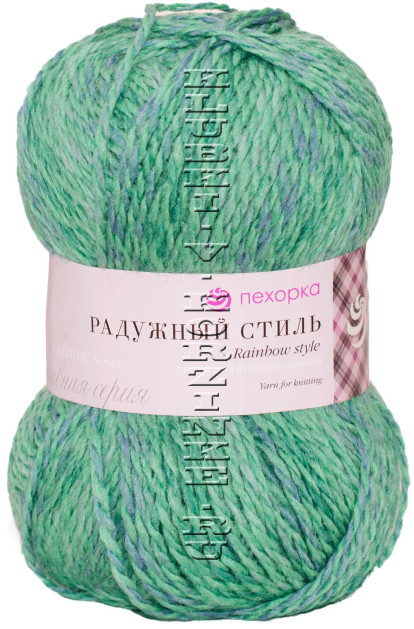 Пряжа Пехорка «Радужный стиль» - (1140 М - Зелень, сирень)