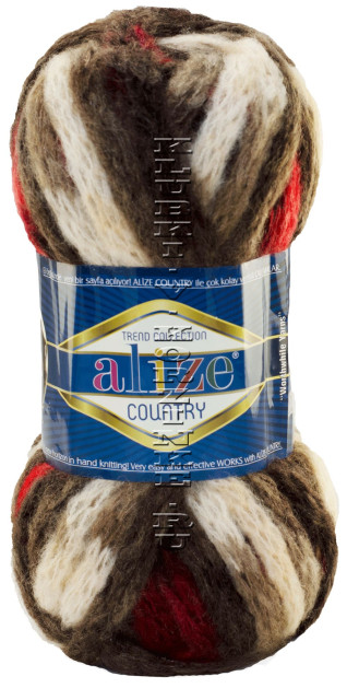 Пряжа Country New Alize - (5470 - Коричневый, красный, кремовый)