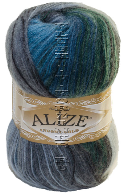 Пряжа ANGORA GOLD BATIK Alize - (4239 - Изумруд, серый, голубой)
