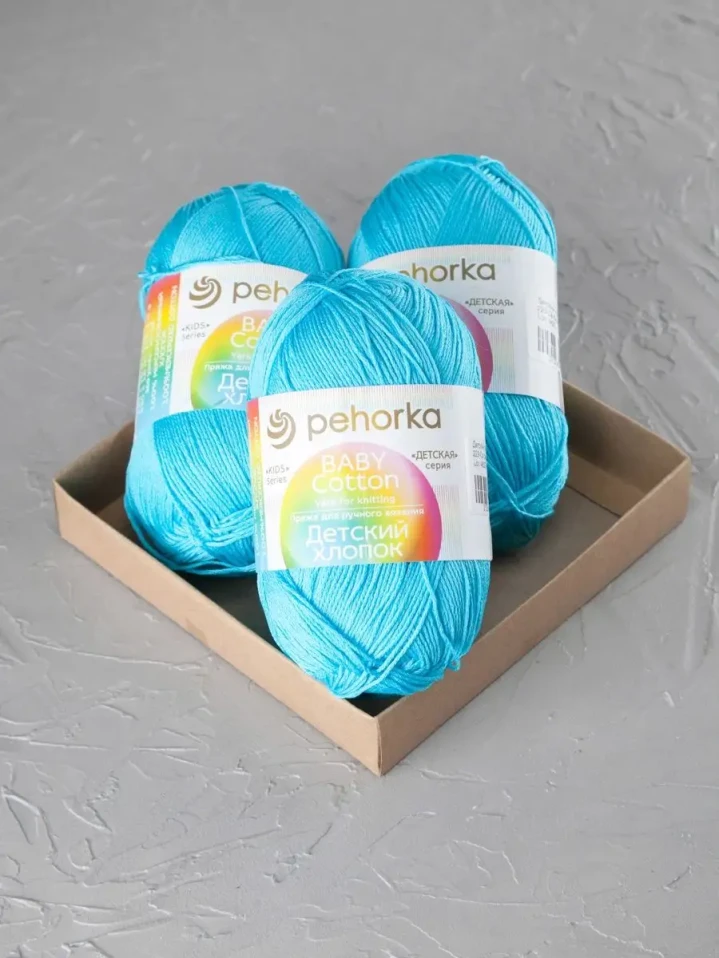Пряжа Пехорка «Детский хлопок» - (223 - Светло-бирюза)