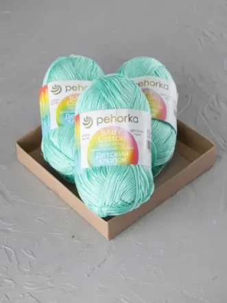 Пряжа Пехорка «Детский хлопок» - (411 - Мята)