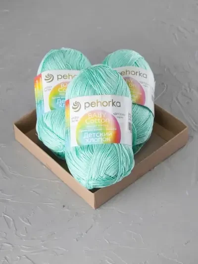 Пряжа Пехорка «Детский хлопок» - (411 - Мята)