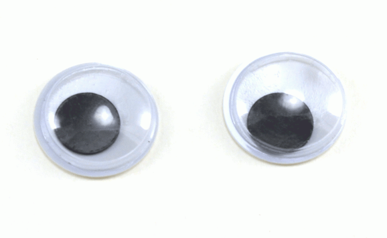 Глаза круглые с бегающими зрачками d 18 мм (MER-18 - черно-белые)