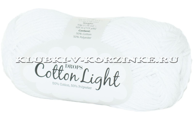Пряжа Cotton Light DROPS - (02 - Белый)