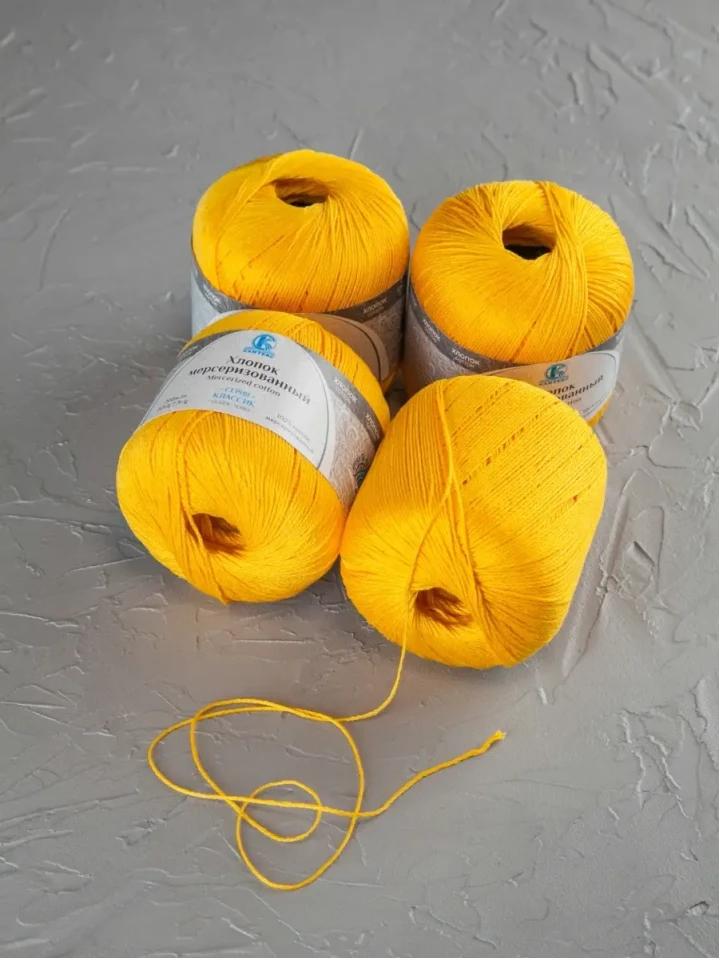 Пряжа Камтекс «Хлопок Мерсеризованный» - (104 - Желтый)