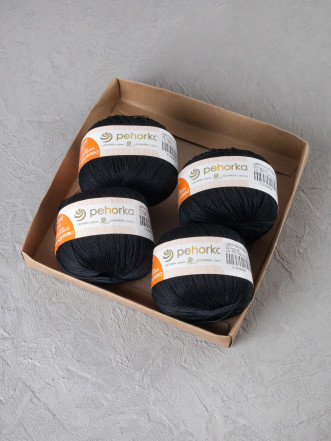 Пряжа Пехорка «Цветное кружево» - (02 - Черный)