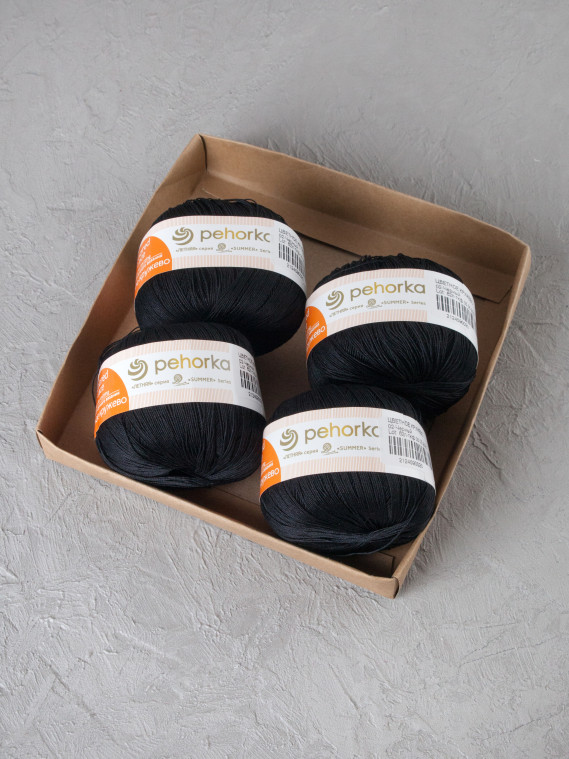 Пряжа Пехорка «Цветное кружево» - (02 - Черный)