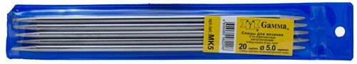 Спицы Gamma чулочные, металлические, №5,0 20 см, арт.MK5