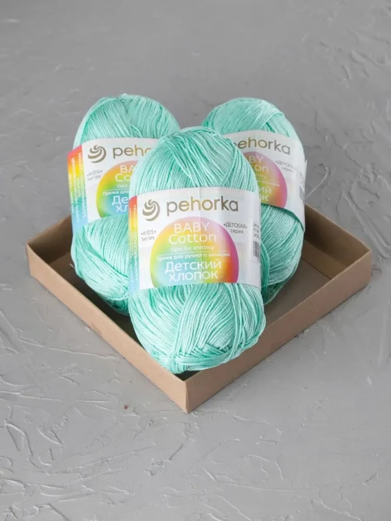 Пряжа Пехорка «Детский хлопок» - (411 - Мята)