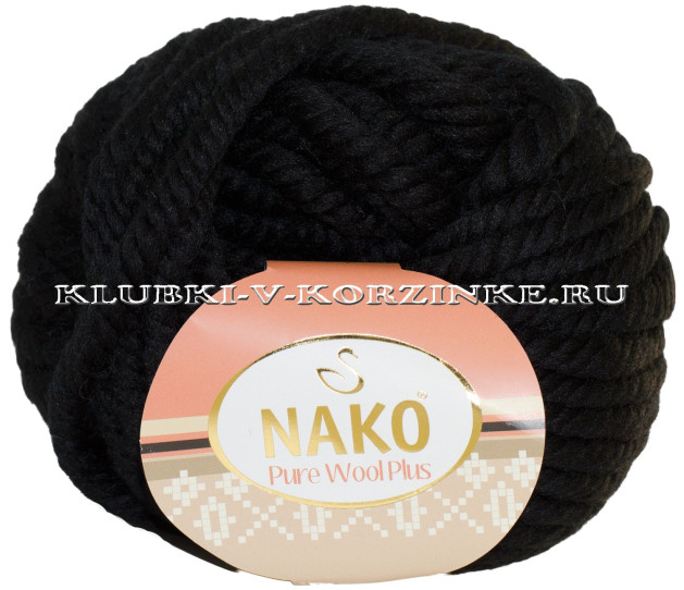 Пряжа Pure Wool Plus Nako - (217 - Чёрный)