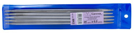 Спицы Gamma чулочные, металлические, №6,0  20 см, арт.MK5