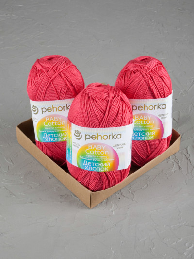 Пряжа Пехорка «Детский хлопок» - (439 - Малиновый)