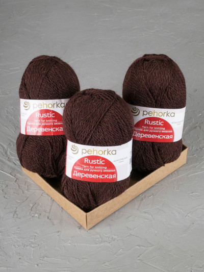 Пряжа Пехорка «Деревенская» - (17 - Шоколад)