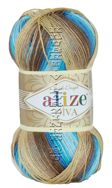 Пряжа Diva Batik Alize - (3243 - Бирюза, беж, коричневый)